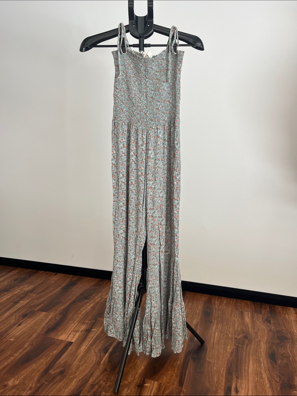 Storia Sage Floral Smocked Wide-Leg Jumpsuit